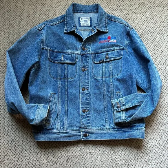 Vintage Denim Lee Jacket from the 1999 Ironman in Lake Placid USA - PTP 26” EUC - Picture 1 of 7